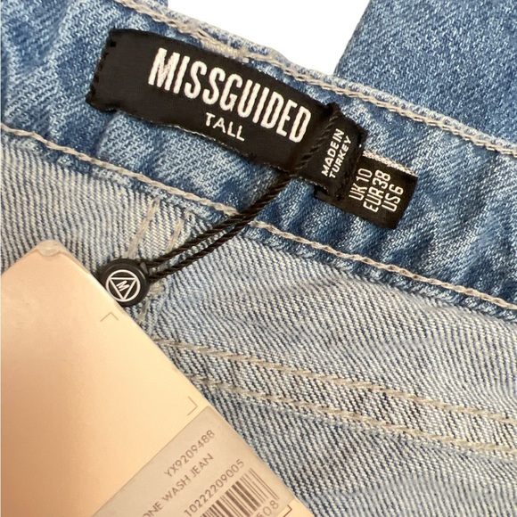 Misguided Tall Mom Jogger Cuffed Stonewash Denim Jeans - Picture 5 of 8